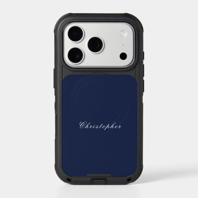 Elegant Navy Blue Custom Name  Otterbox iPhone Case (Back)