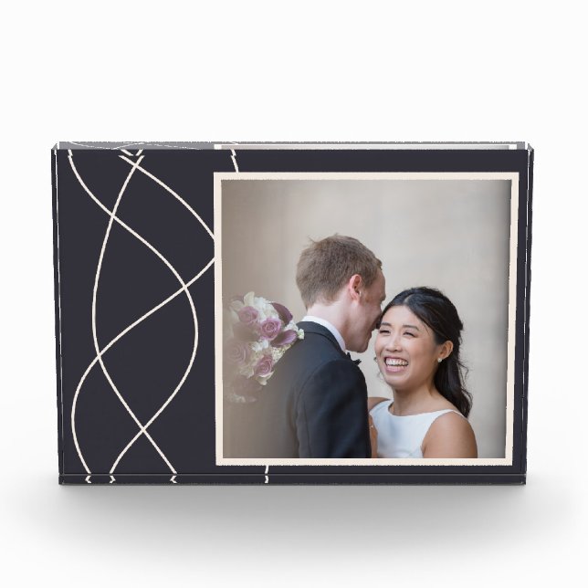 Elegant Navy Blue Customized Photo Block (Front)