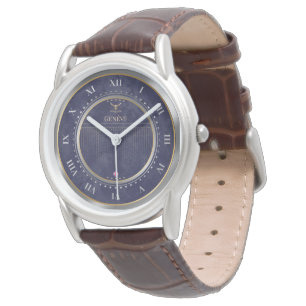 Elegant Navy Blue Dial Roman Numerals Custom Watch