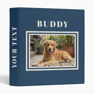 Elegant Navy Blue Dog Pet Photo Album 3 Ring Binder
