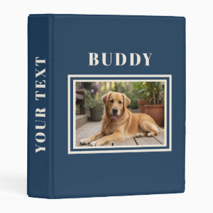 Elegant Navy Blue Dog Pet Photo Album Mini Binder
