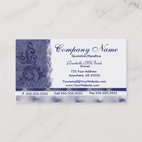 Elegant Navy Blue Embroidery Business Cards