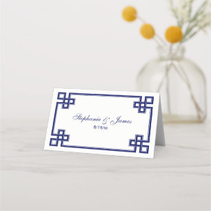 Elegant Navy Blue Fancy Greek Key Escort Cards