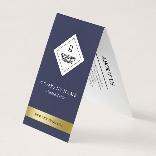 Elegant Navy Blue Faux Gold Your Logo Hang Tag