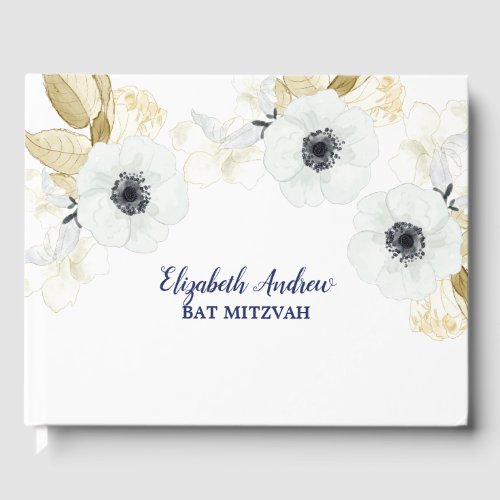 Elegant Navy Blue Floral Bat Mitzvah