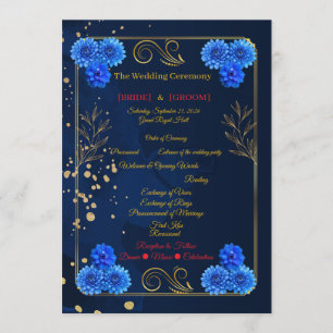 Elegant Navy Blue Floral Ceremony Program Template