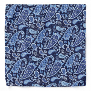 Elegant Navy Blue Floral Paisley Bandana