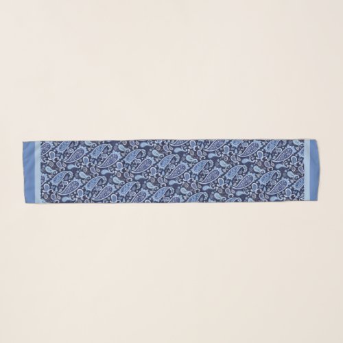 Elegant Navy Blue Floral Paisley Scarf