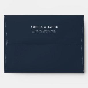 Elegant Navy Blue Floral & White Peonies Wedding Envelope