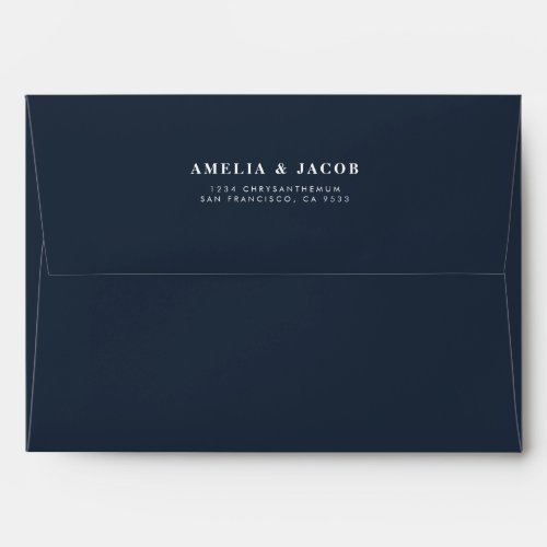 Elegant Navy Blue Floral &amp; White Peonies Wedding Envelope