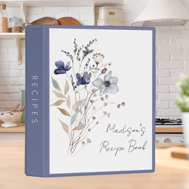 Elegant Navy Blue Flower Bouquet Floral Recipe  Mini Binder (In situ)