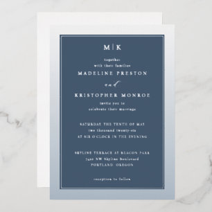 Elegant Navy Blue Formal Invitation Foil Invitation