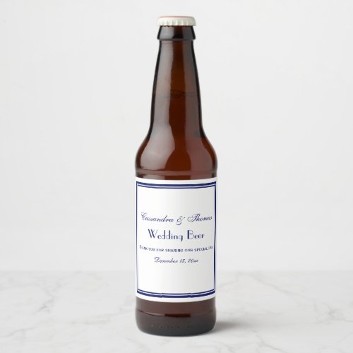 Elegant Navy Blue Framed H Beer Bottle Label