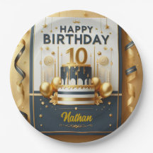 Elegant Navy Blue & Gold 10th Birthday Celebration