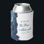 Elegant Navy Blue Gold Agate Bar Mitzvah Party Can Cooler<br><div class="desc">Elegant navy blue and gold agate decorates the side of this modern Bar Mitzvah party favor can cooler. Your son's name is written in beautiful formal script under the Star of David. Perfect keepsake for a chic,  stylish Jewish family celebrating their boy being called to the Torah.</div>