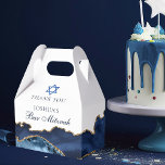 Elegant Navy Blue Gold Agate Bar Mitzvah Party Favor Boxes<br><div class="desc">Elegant navy blue and gold agate decorates this modern Bar Mitzvah party favor box. Your son's name is written in beautiful formal script under the Star of David. Perfect for a chic,  stylish Jewish family celebrating a boy being called to the Torah.</div>