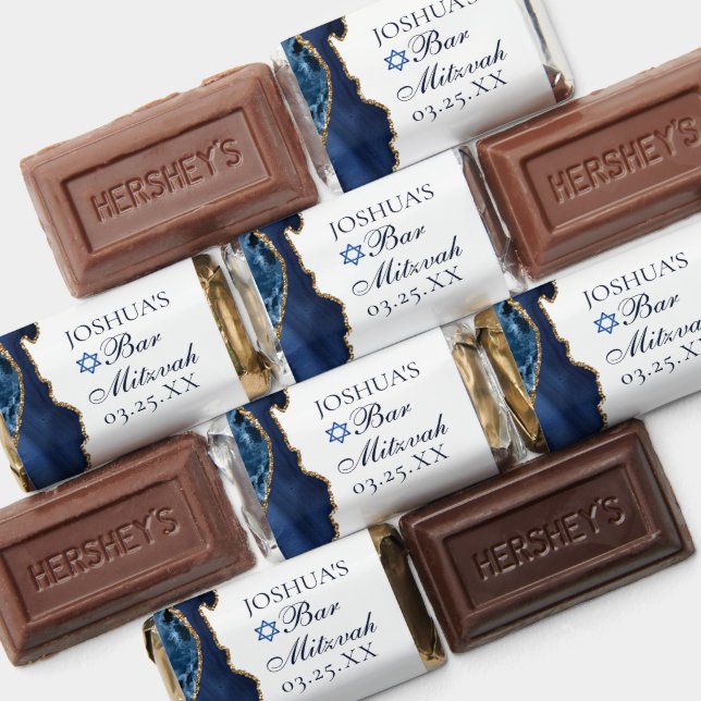 Elegant Navy Blue Gold Agate Bar Mitzvah Party Hershey's Miniatures (Assorted)