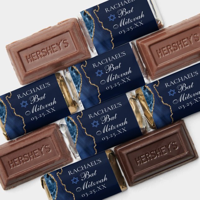 Elegant Navy Blue Gold Agate Bat Mitzvah Party Hershey's Miniatures (Assorted)