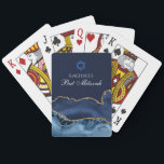 Elegant Navy Blue Gold Agate Bat Mitzvah Party Poker Cards<br><div class="desc">Elegant navy blue and gold agate decorates the side of these modern Bat Mitzvah party favor playing cards. Your name is written in beautiful formal script under the Star of David. Cool gift for a chic,  stylish Jewish family.</div>