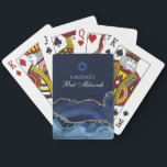 Elegant Navy Blue Gold Agate Bat Mitzvah Party Poker Cards<br><div class="desc">Elegant navy blue and gold agate decorates the side of these modern Bat Mitzvah party favor playing cards. Your name is written in beautiful formal script under the Star of David. Cool gift for a chic,  stylish Jewish family.</div>