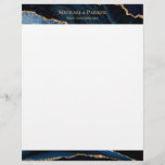 Elegant Navy Blue Gold Agate Business  Letterhead<br><div class="desc">Elegant modern professional business letterhead features navy blue agate border at the top and bottom, with gold accents and gold text for the name and business title. Check out the collection for more products with this design. If you would like this design in other colorways or need design tweaks, please...</div>