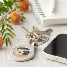 Elegant Navy Blue & Gold Botanical Floral Metal