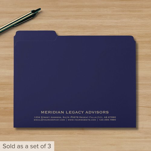 Elegant Navy Blue Gold Business File Folder Set