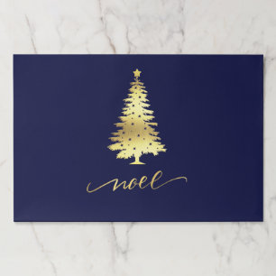 Elegant Navy Blue & Gold Christmas Paper Placemat