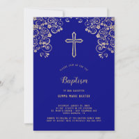 Baptism Blue Elegant Cross DIY Shaped Boy Religious Party Cut-outs