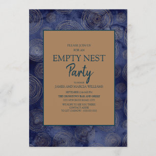 Elegant Navy Blue Gold Empty Nest Party Invitation