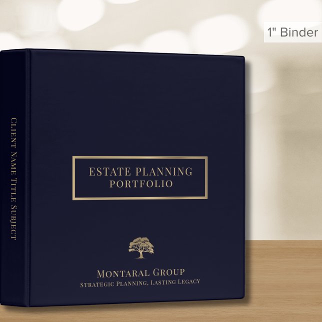 Elegant Navy Blue Gold Estate Planning 3 Ring Binder (Creator Uploaded)