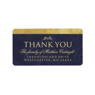 Elegant Navy Blue & Gold Family Thank You Label