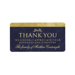 Elegant Navy Blue & Gold Family Thank You Message Label