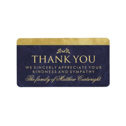 Elegant Navy Blue  Gold Family Thank You Message Label