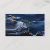 Elegant Navy Blue Gold Foil Marble Agate Sparkle Business Card (Back)