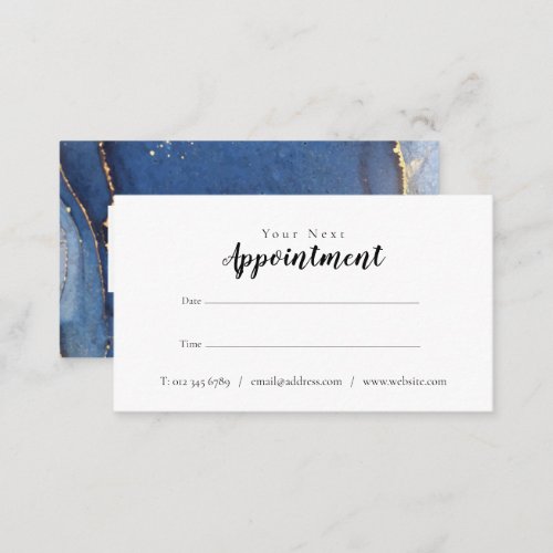 Elegant Navy Blue Gold Glitter Agate Marble Appointment Card