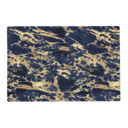 Elegant Navy Blue Gold Glitter Marble Design Placemat