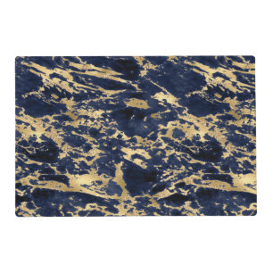 Elegant Navy Blue Gold Glitter Marble Design Placemat