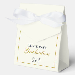 Elegant Navy Blue & Gold Graduation Favor Boxes