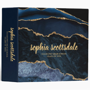 Elegant Navy Blue Gold Marble Graduation Year 3 Ring Binder