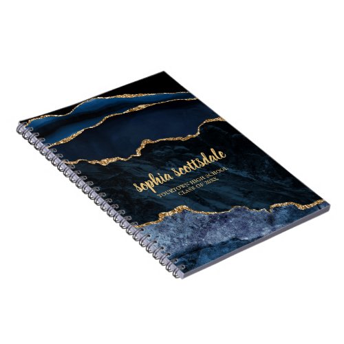 Elegant Navy Blue Gold Marble Graduation Year Note Notebook