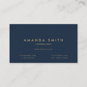 Elegant Navy Blue Gold Modern Professional Business Card