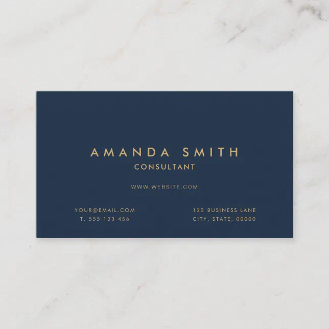 Elegant Navy Blue Gold Modern Professional Business Card | Zazzle