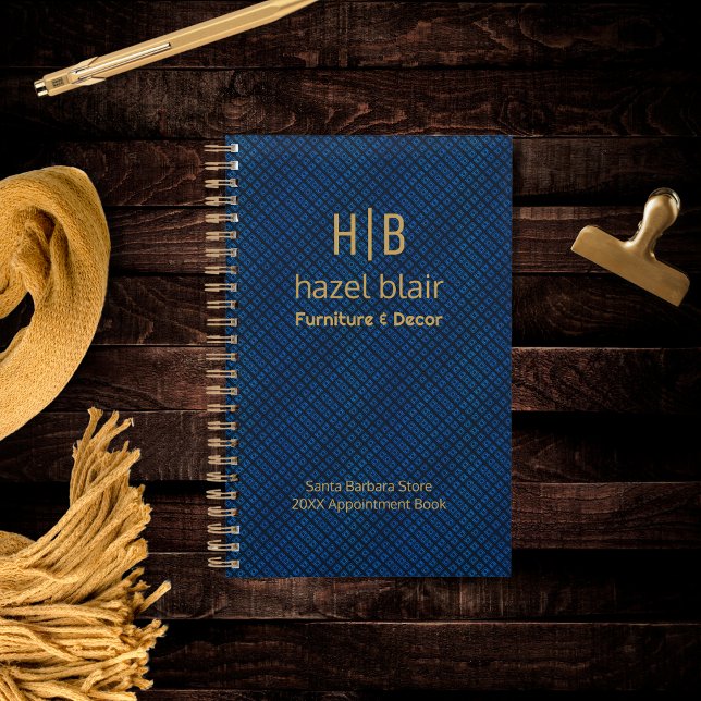 Elegant Navy Blue Gold Monogram Employee  Planner (Creator Uploaded)