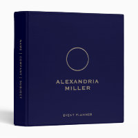 Elegant Navy Blue Gold Monogram Event Planner