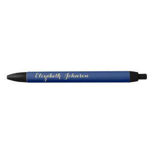 Elegant Navy Blue Gold Name Trendy Office Business Pen