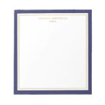 Elegant Navy Blue Gold Personalized Notepad at Zazzle