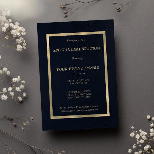 Elegant navy blue gold Special Event  Invitation