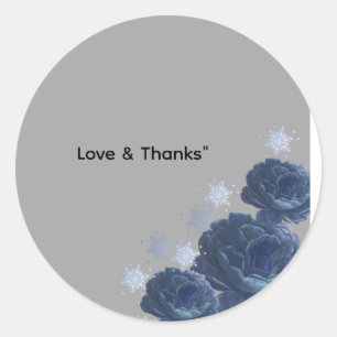 Elegant Navy Blue Gold Winter Wedding Favor Sticke Classic Round Sticker