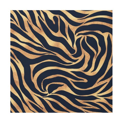 Elegant Navy Blue Gold Zebra Print